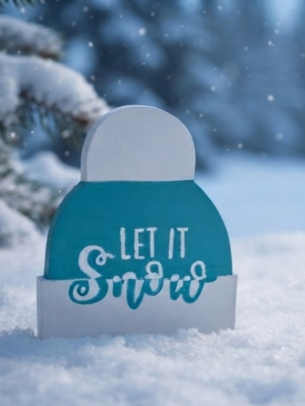 Wooden 'Let It Snow' Winter Hat